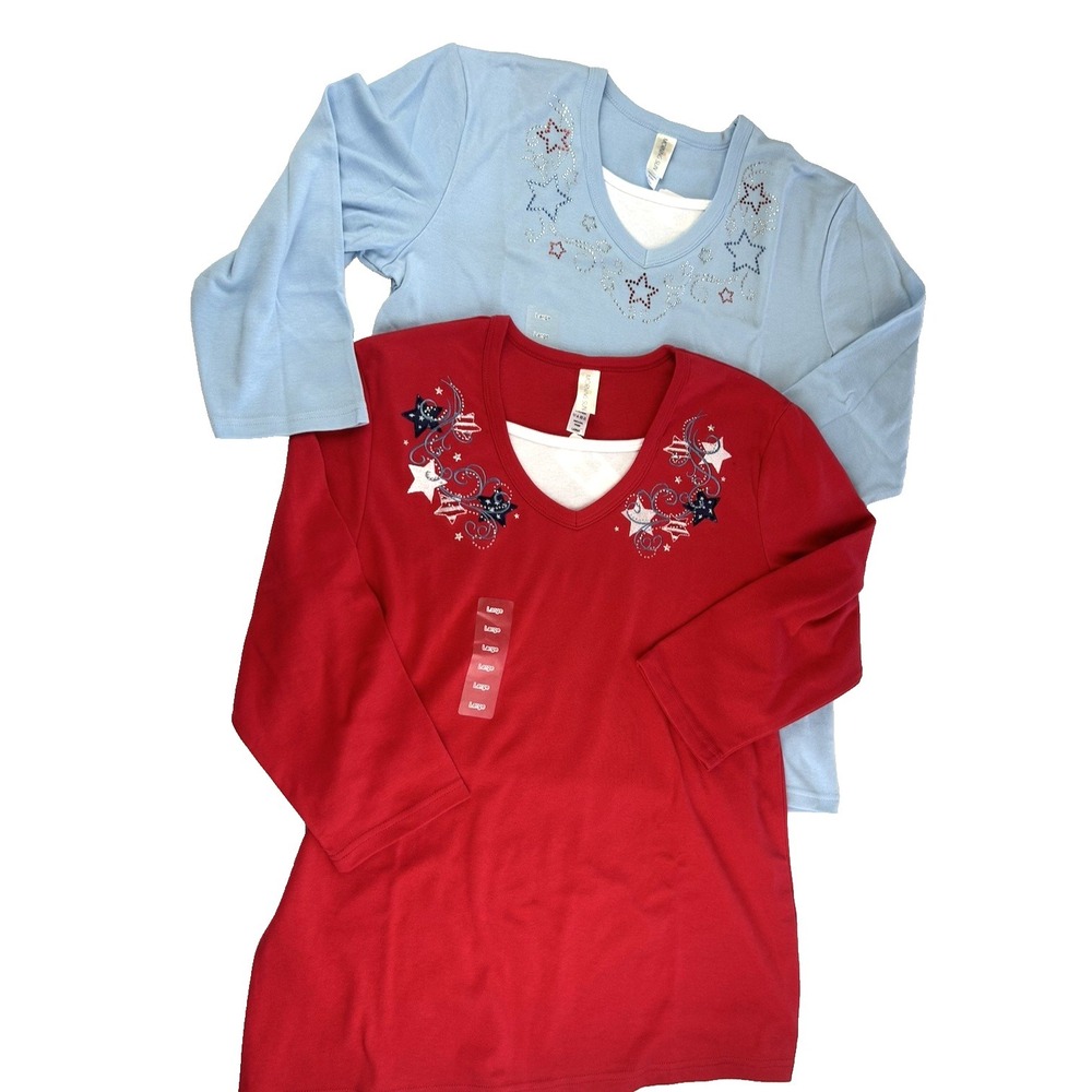 Set of 2 NWT Morning Sun Grandmacore Americana USA July 4th Size L